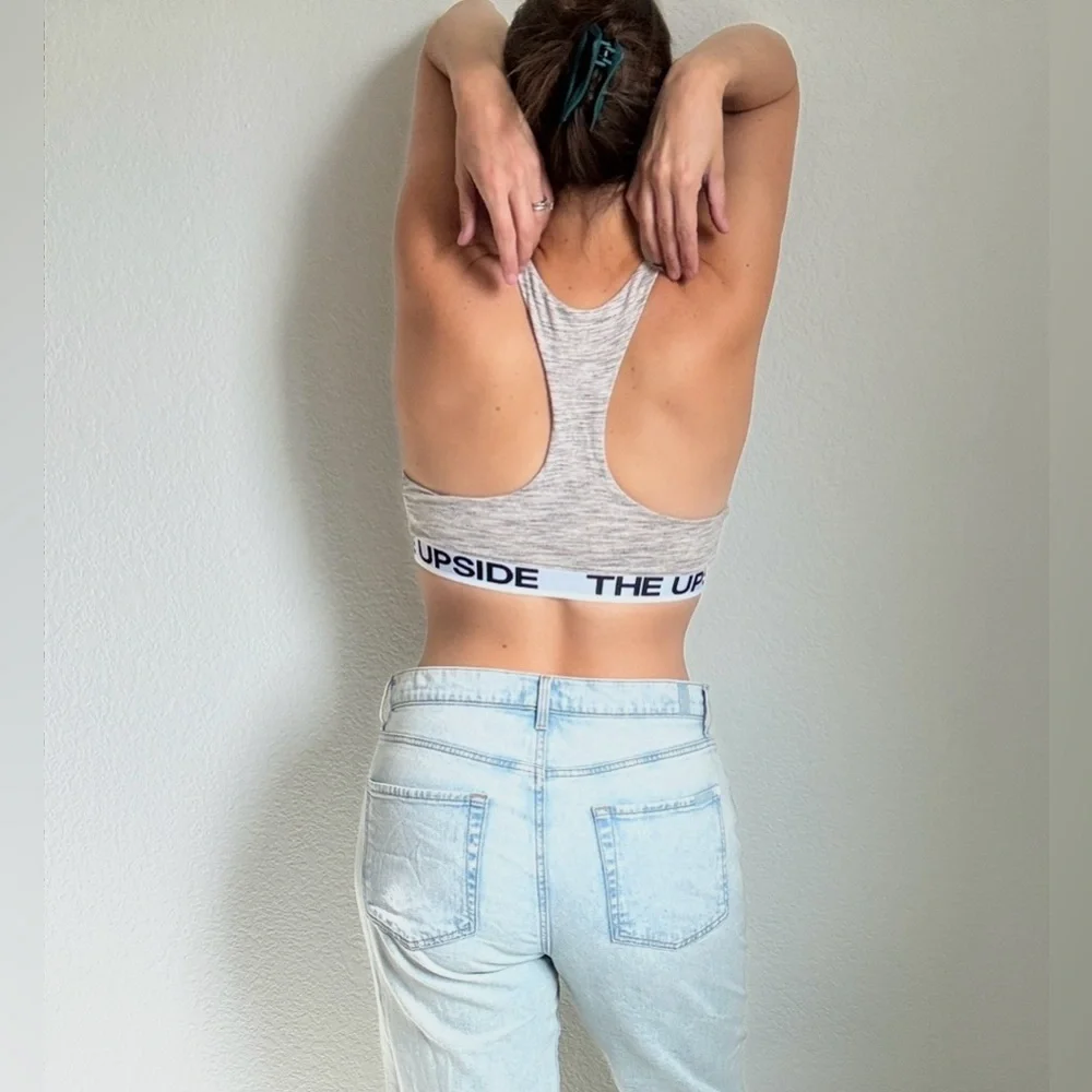 The Upside Heathered Gray Sports Bra Medium Heather Gray Oatmeal